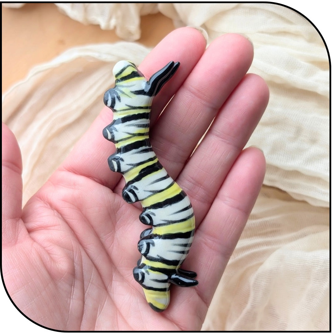 Ceramic Mini Monarch Caterpillar Figurine