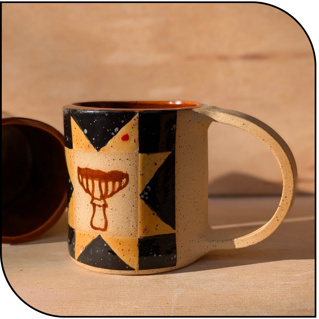 Mushroom Quilt Star Ceramic Mugs