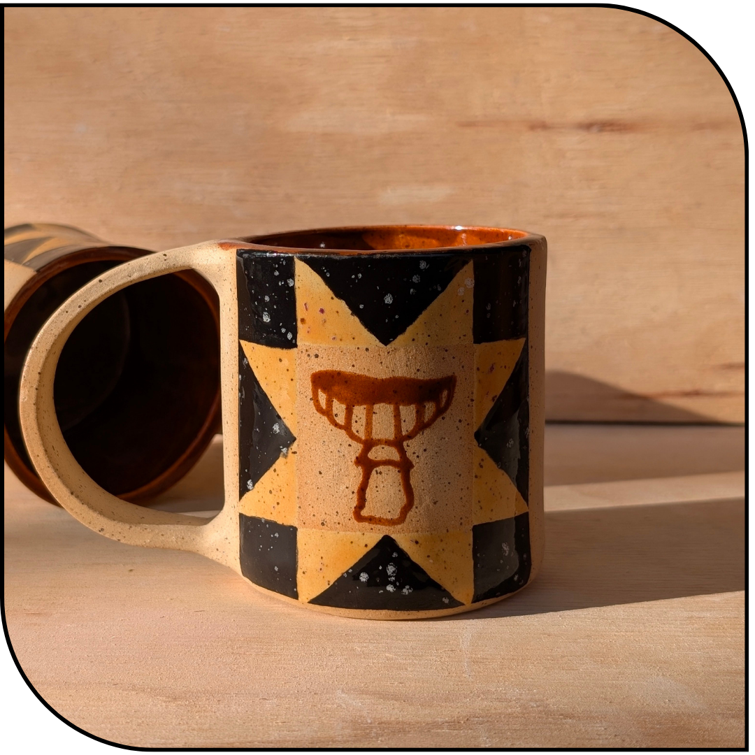 Mushroom Quilt Star Ceramic Mugs