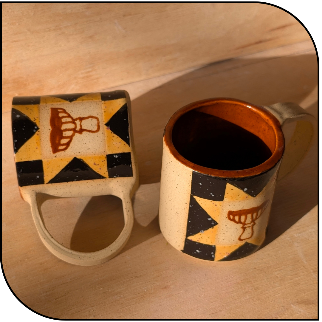 Mushroom Quilt Star Ceramic Mugs