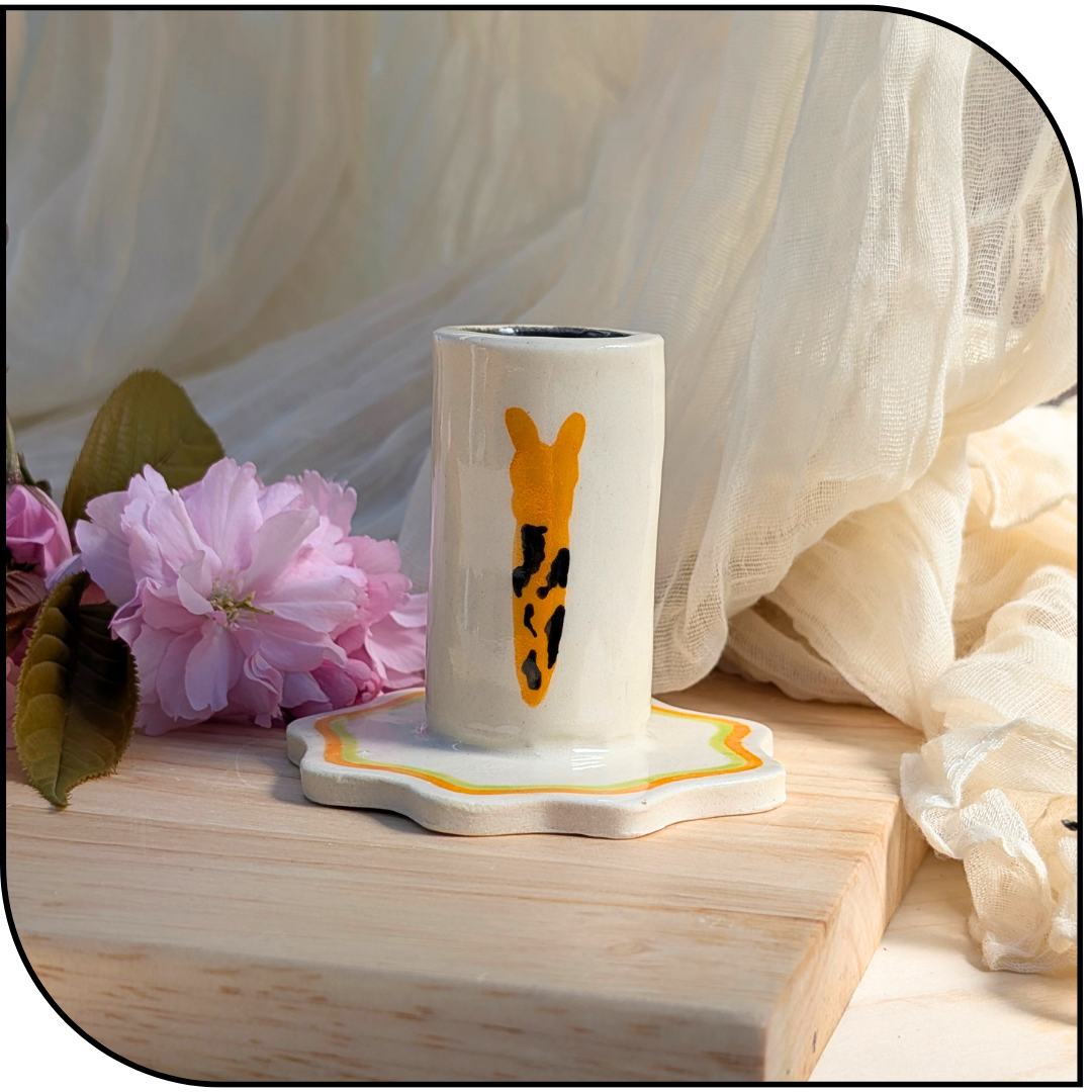 Ceramic Banana slug candle stick holder