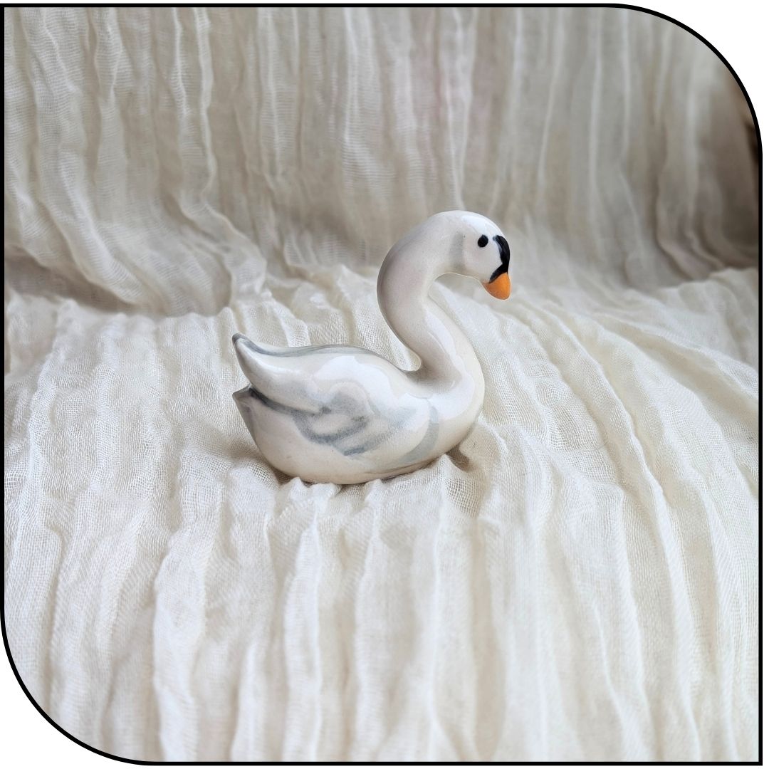 Ceramic Mini Swan Figurine