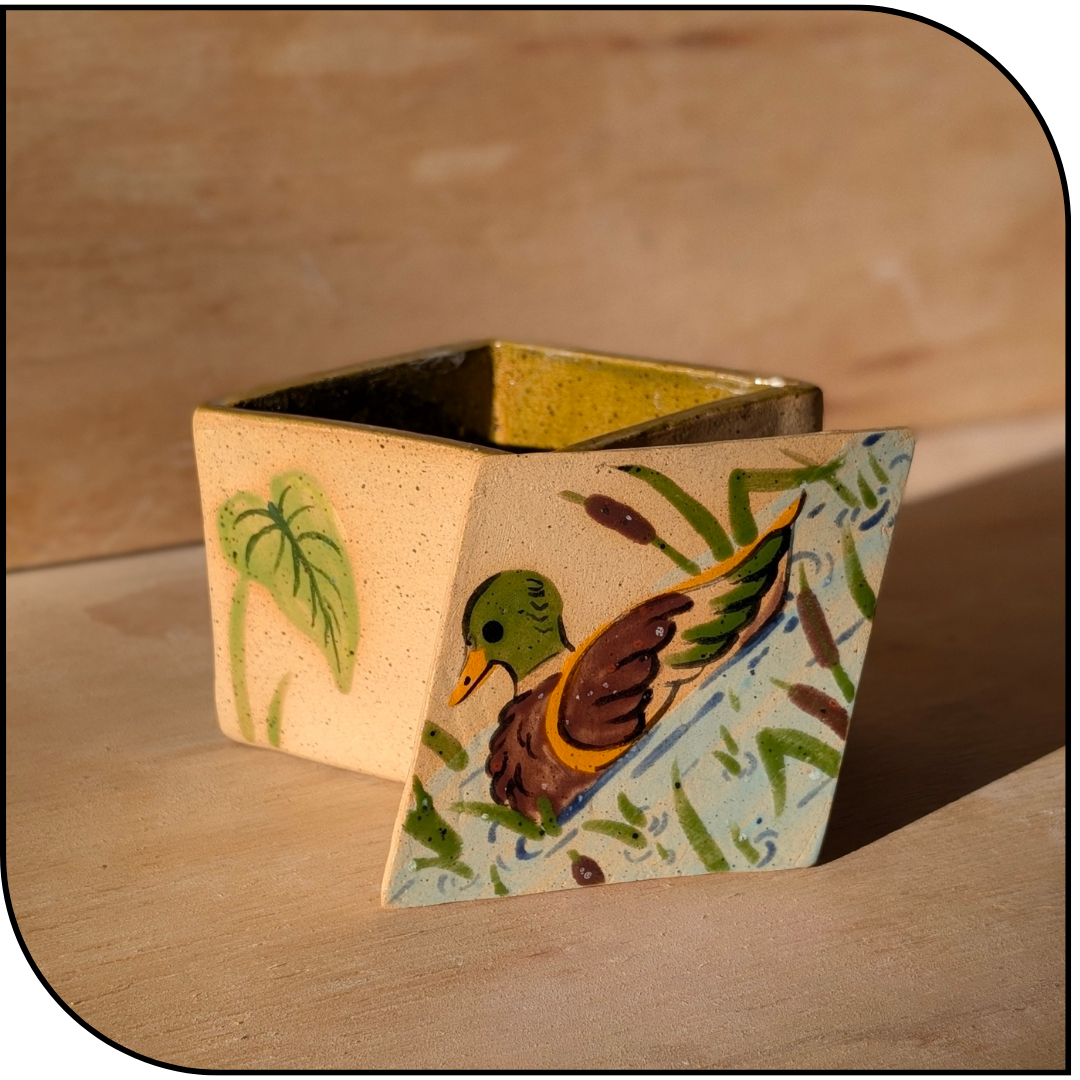 Duck Pond Ceramic Trinket Container