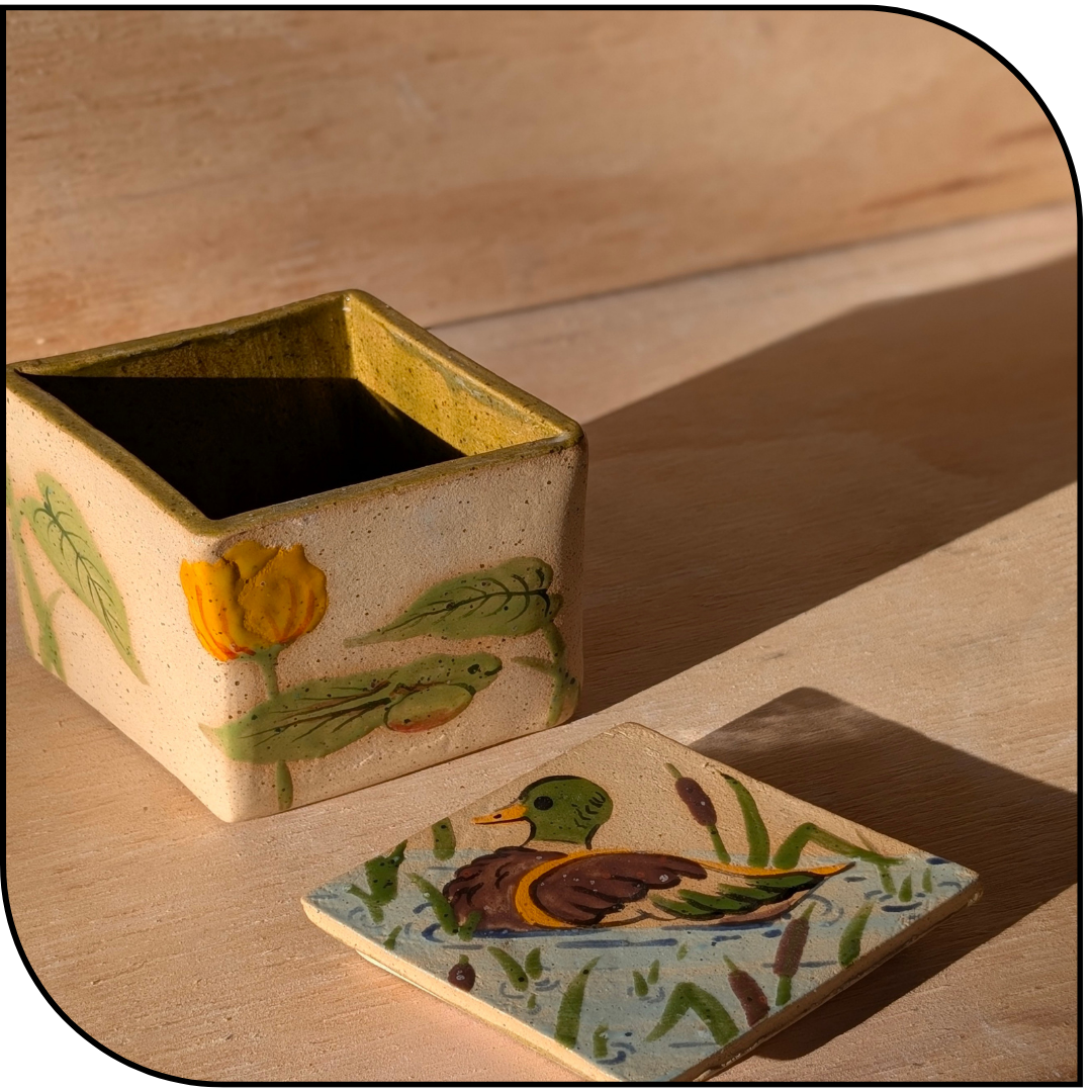 Duck Pond Ceramic Trinket Container