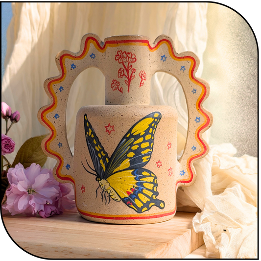 Ceramic Swallowtail tiered vase - SECOND
