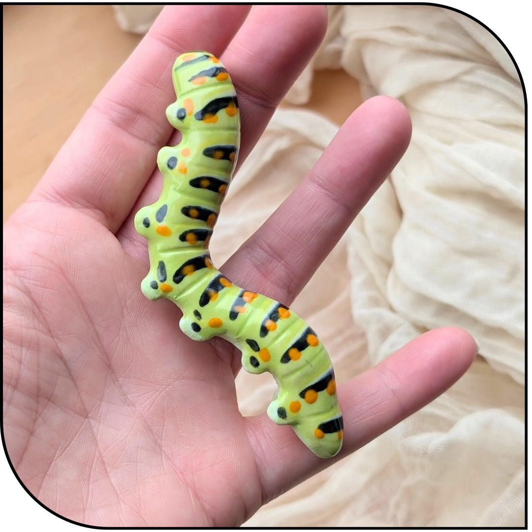 Ceramic Mini Swallowtail Caterpillar Figurine