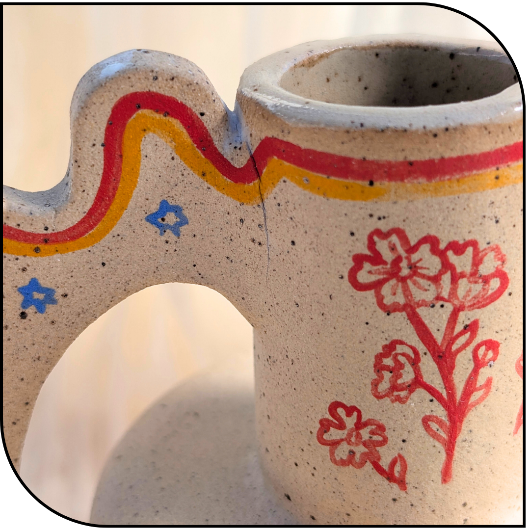 Ceramic Swallowtail tiered vase - SECOND