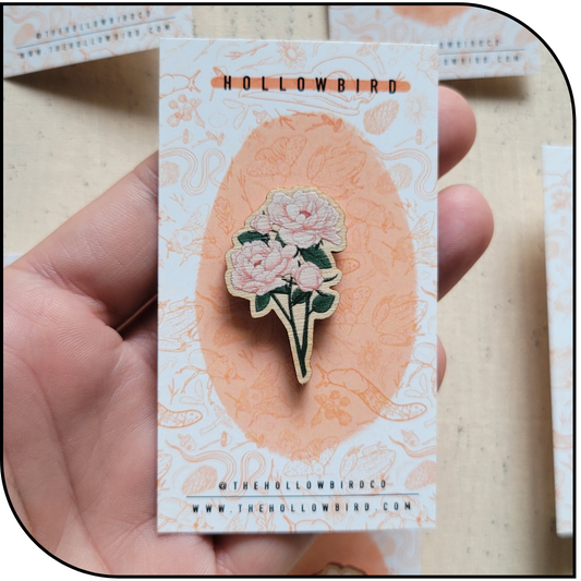 Peony Wood Pin