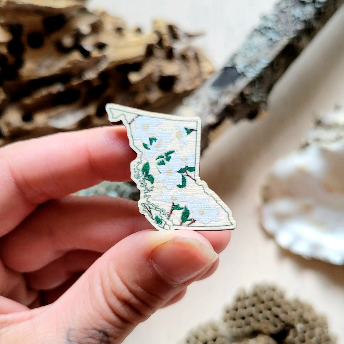 British Columbia Floral Wood Pin