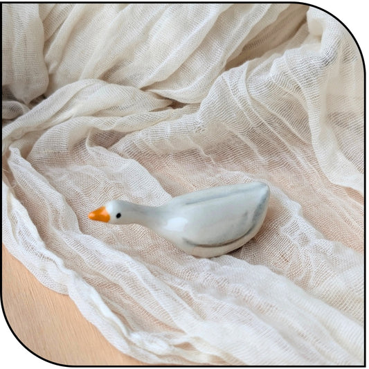 Ceramic Mini Goose Figurine