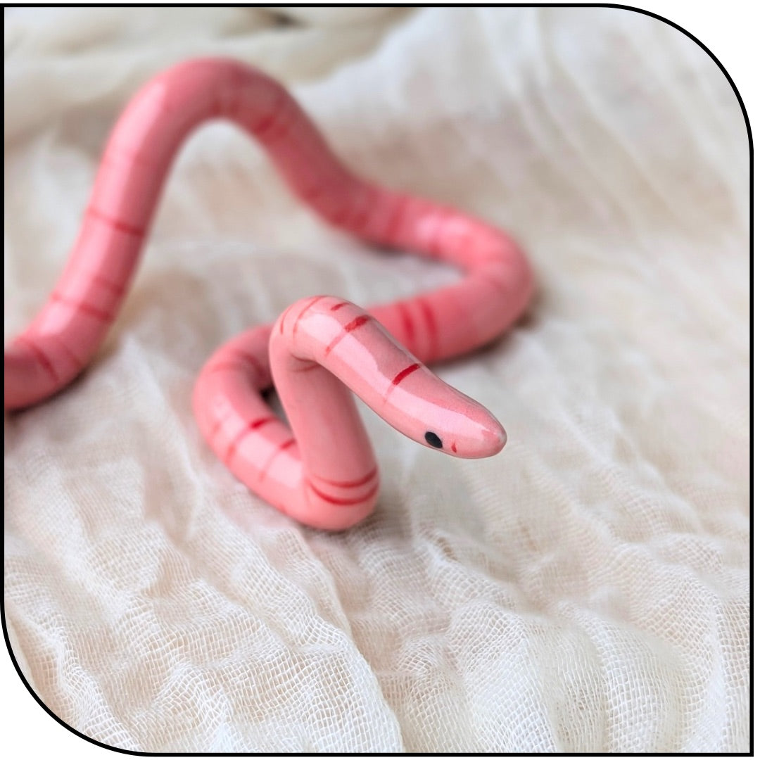 Ceramic Mini Earth Worm Figurine