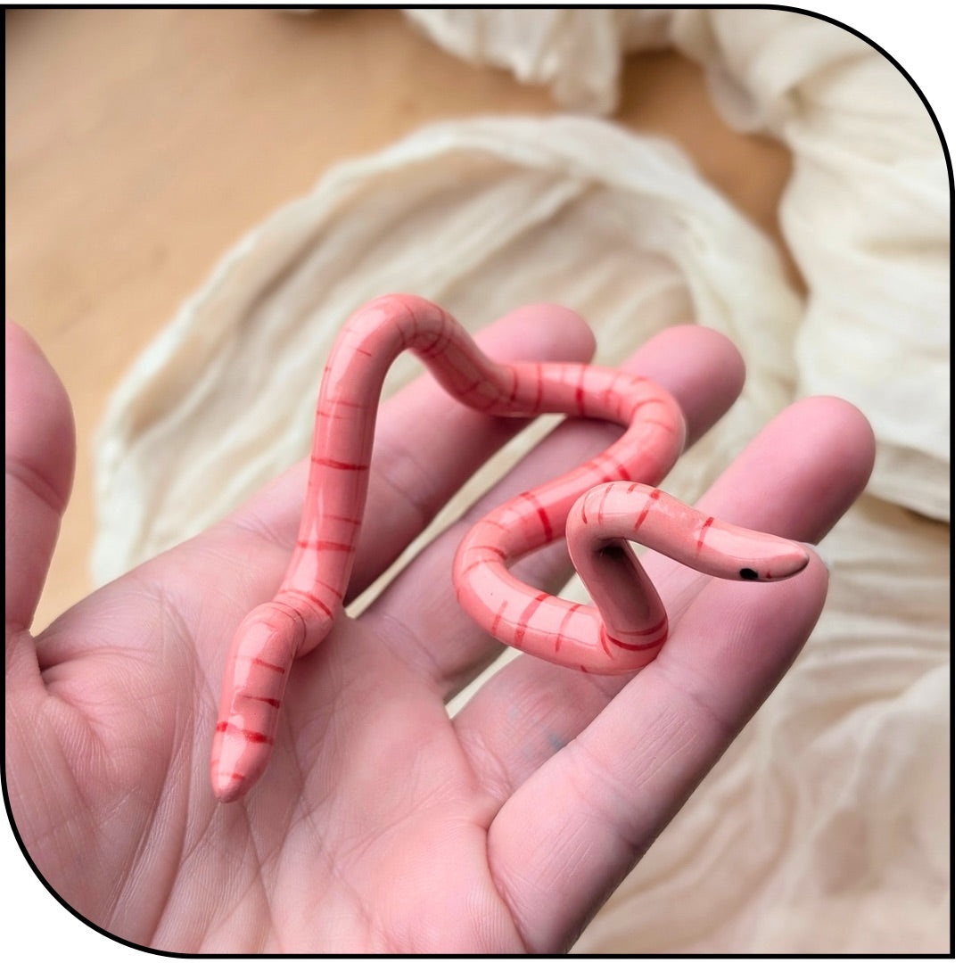 Ceramic Mini Earth Worm Figurine