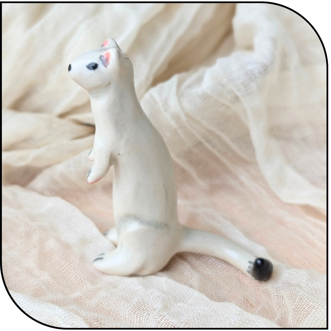 Ceramic Mini Ermine Figurine