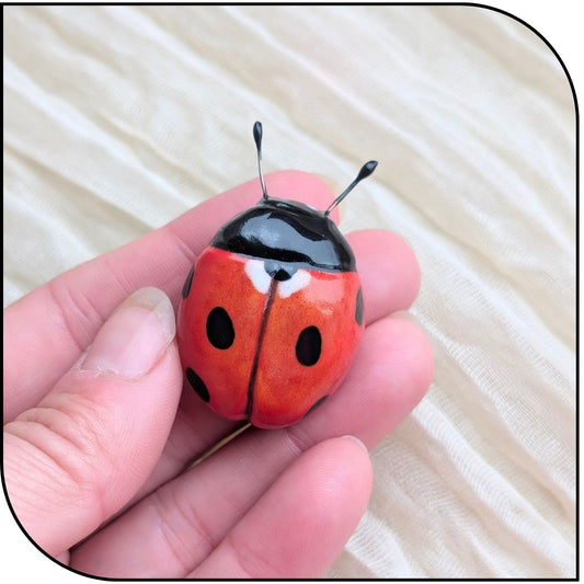 Ceramic Mini 7 Spotted Ladybug Figurine