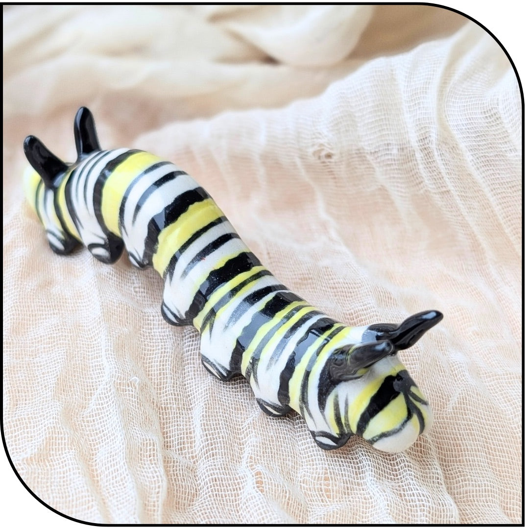 Ceramic Mini Monarch Caterpillar Figurine