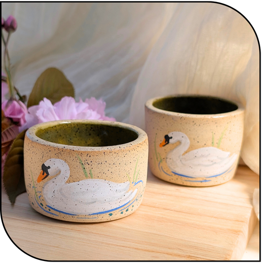 Ceramic Mini Swan Pots