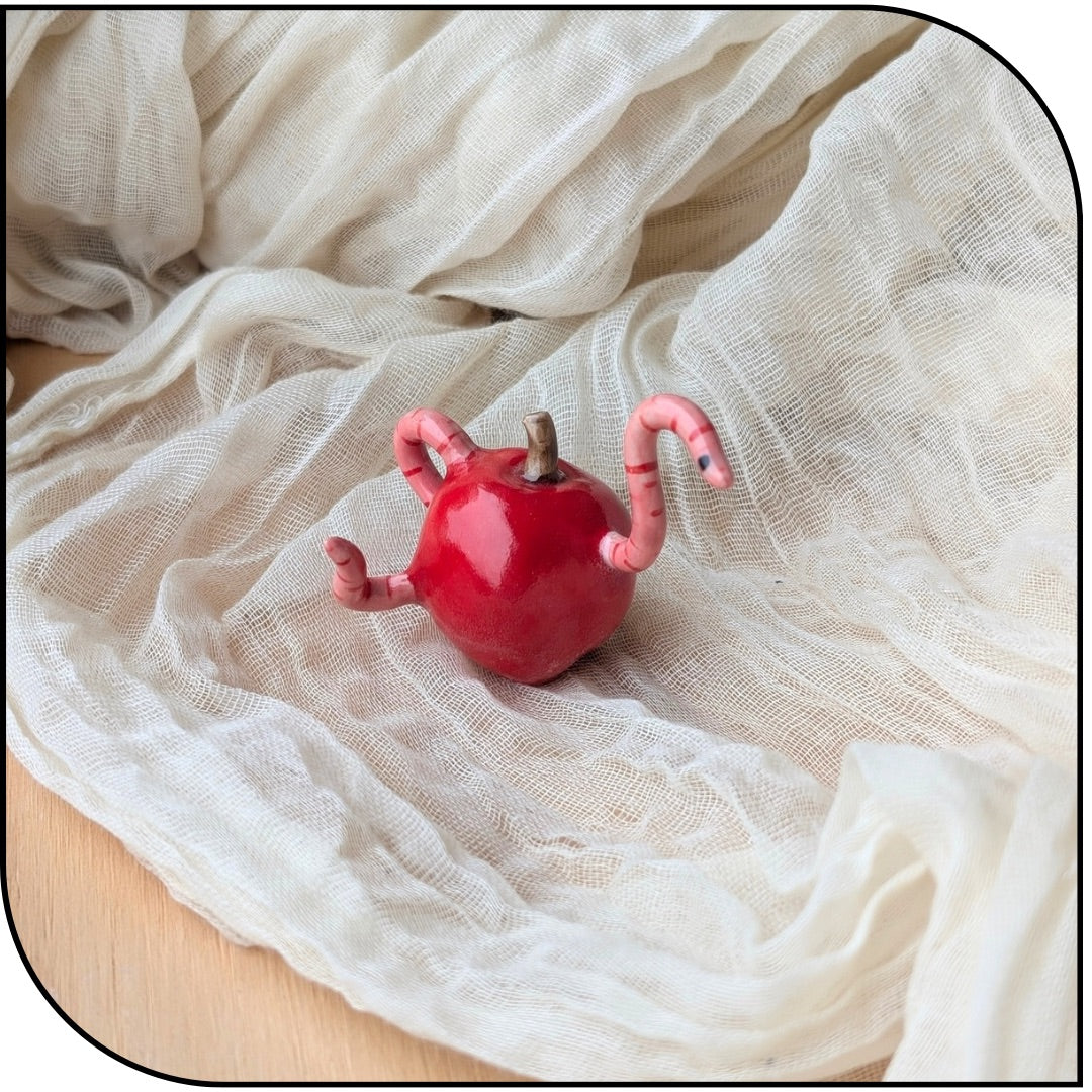 Ceramic Mini Worm Snack Figurine