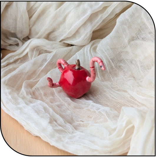 Ceramic Mini Worm Snack Figurine