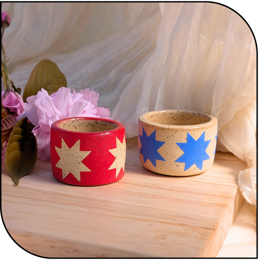 Ceramic Mini Quilt Star Pots