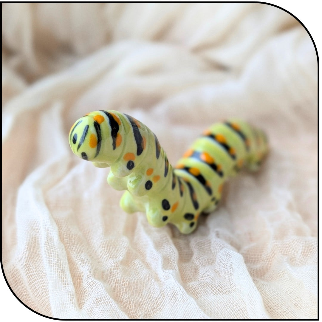 Ceramic Mini Swallowtail Caterpillar Figurine