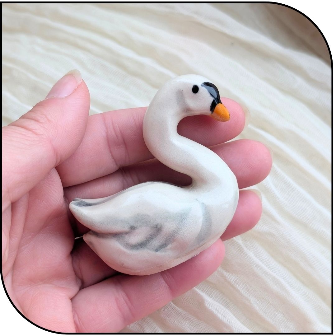 Ceramic Mini Swan Figurine