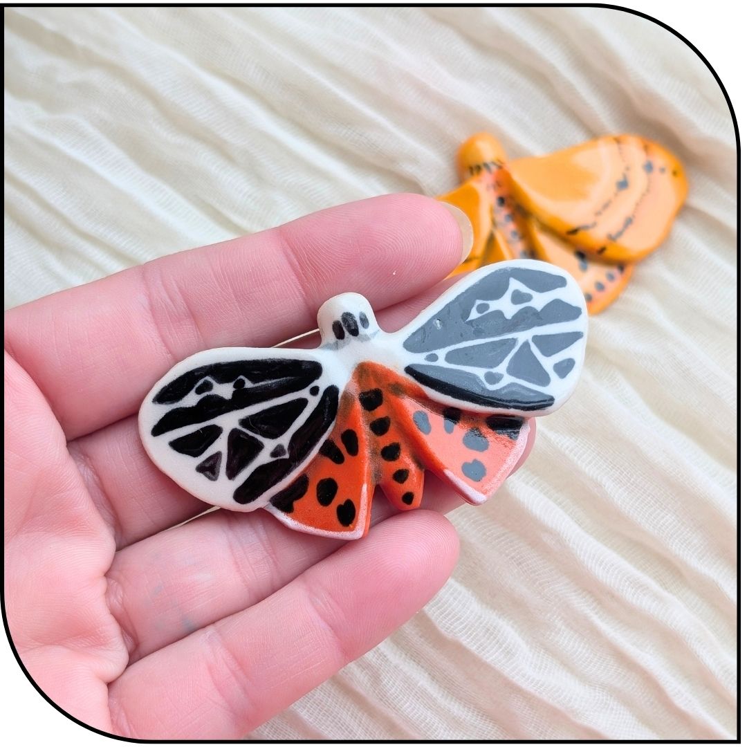 Ceramic Mini Harnessed Tiger Moth Figurine