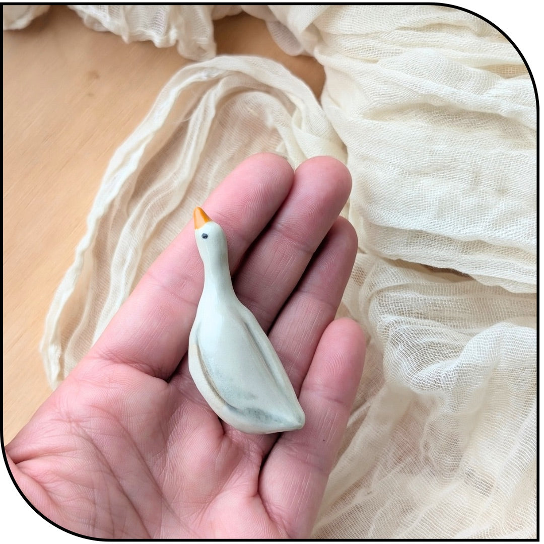 Ceramic Mini Goose Figurine