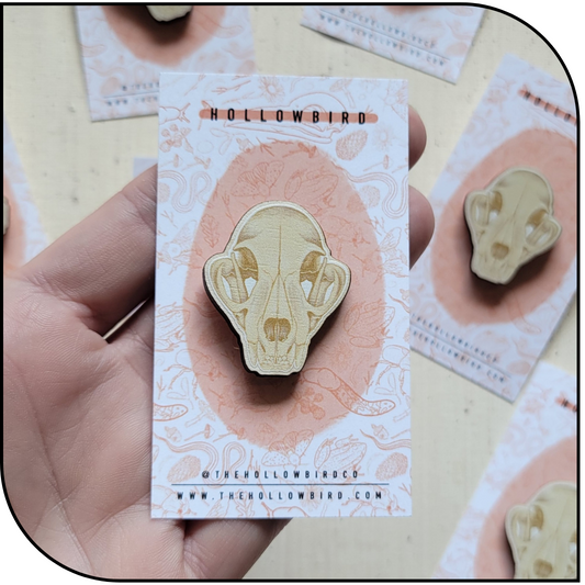 Wolf Skull Wood Pin