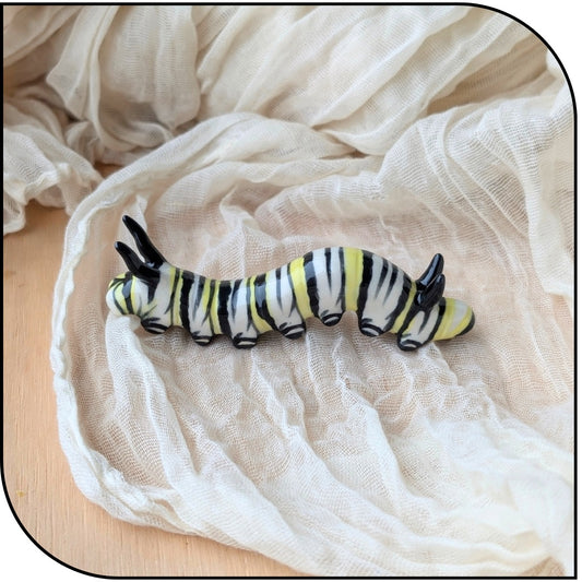 Ceramic Mini Monarch Caterpillar Figurine