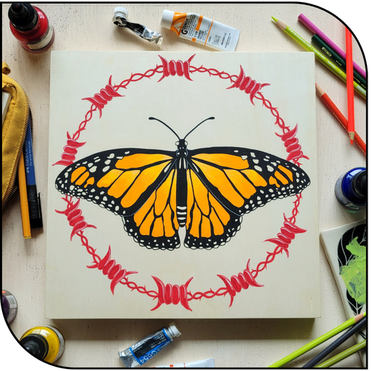 "Monarch" original on wood