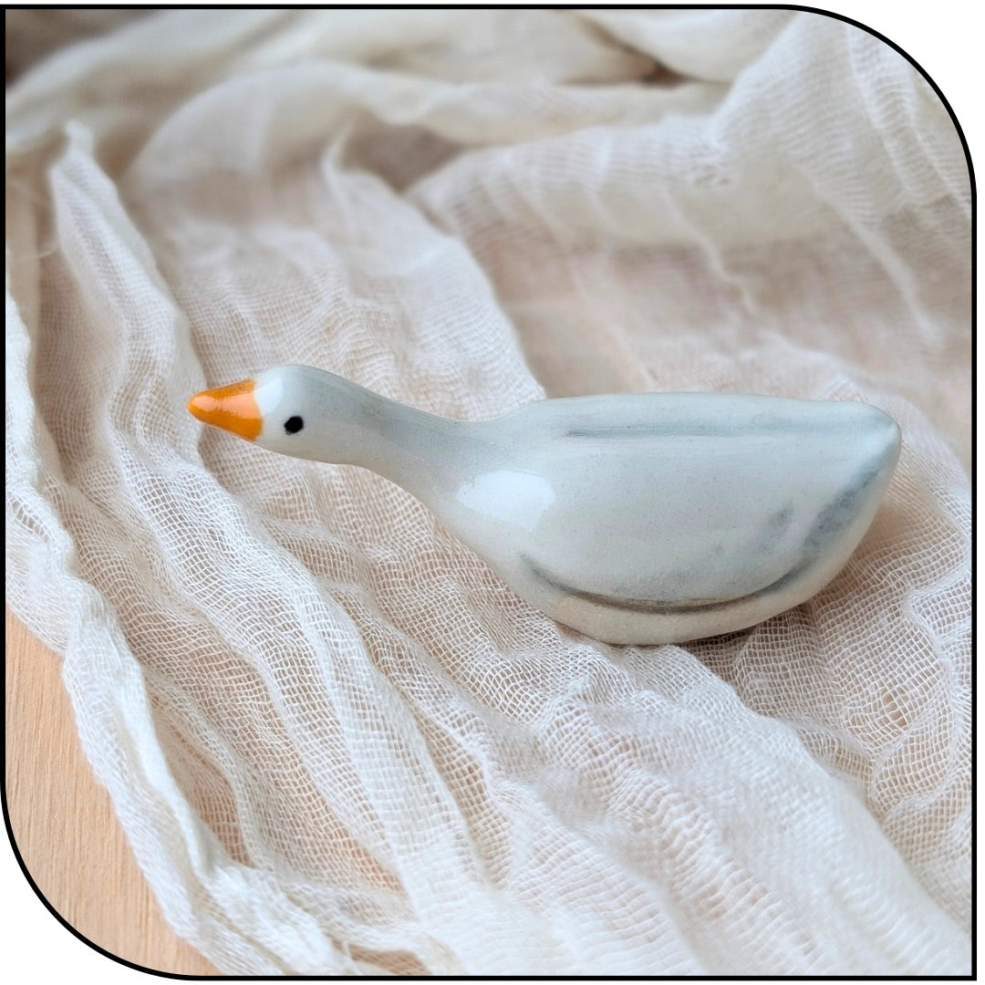Ceramic Mini Goose Figurine