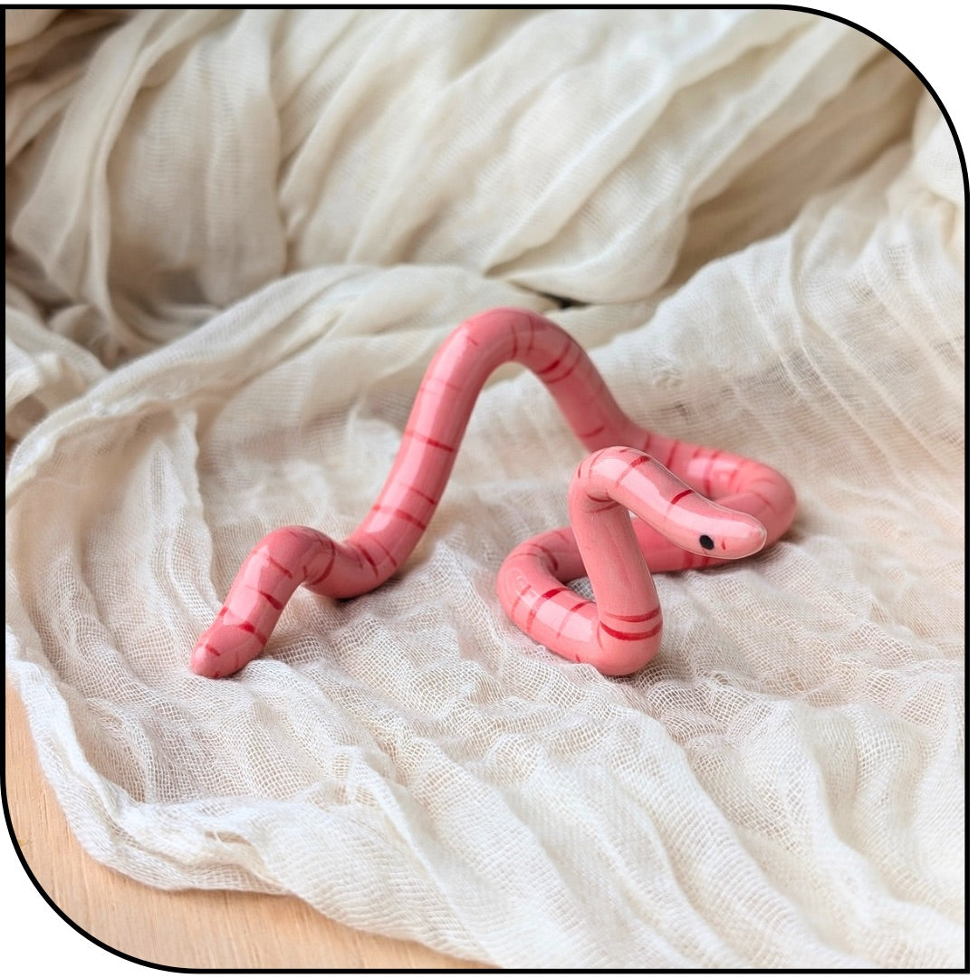 Ceramic Mini Earth Worm Figurine