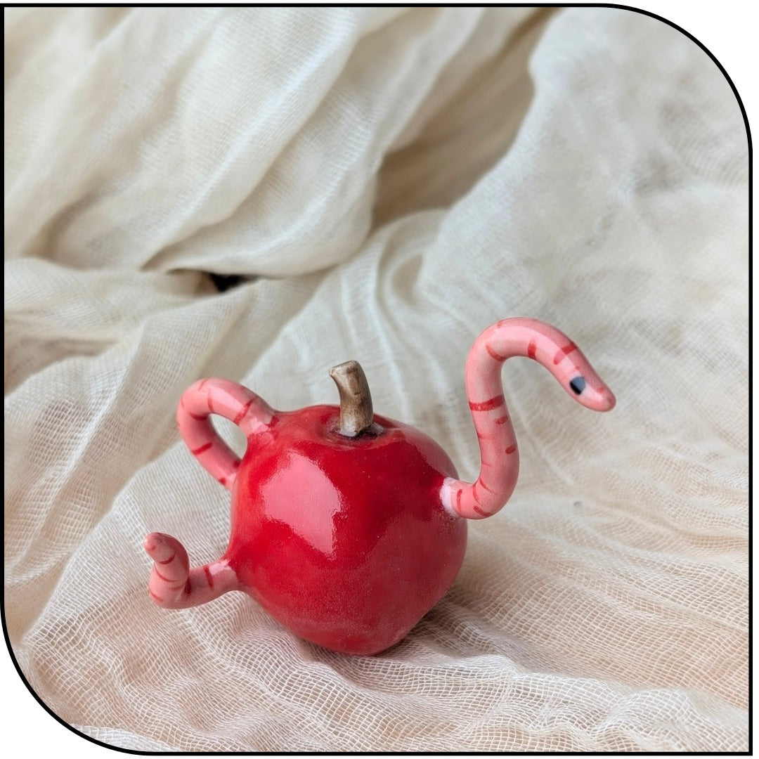 Ceramic Mini Worm Snack Figurine
