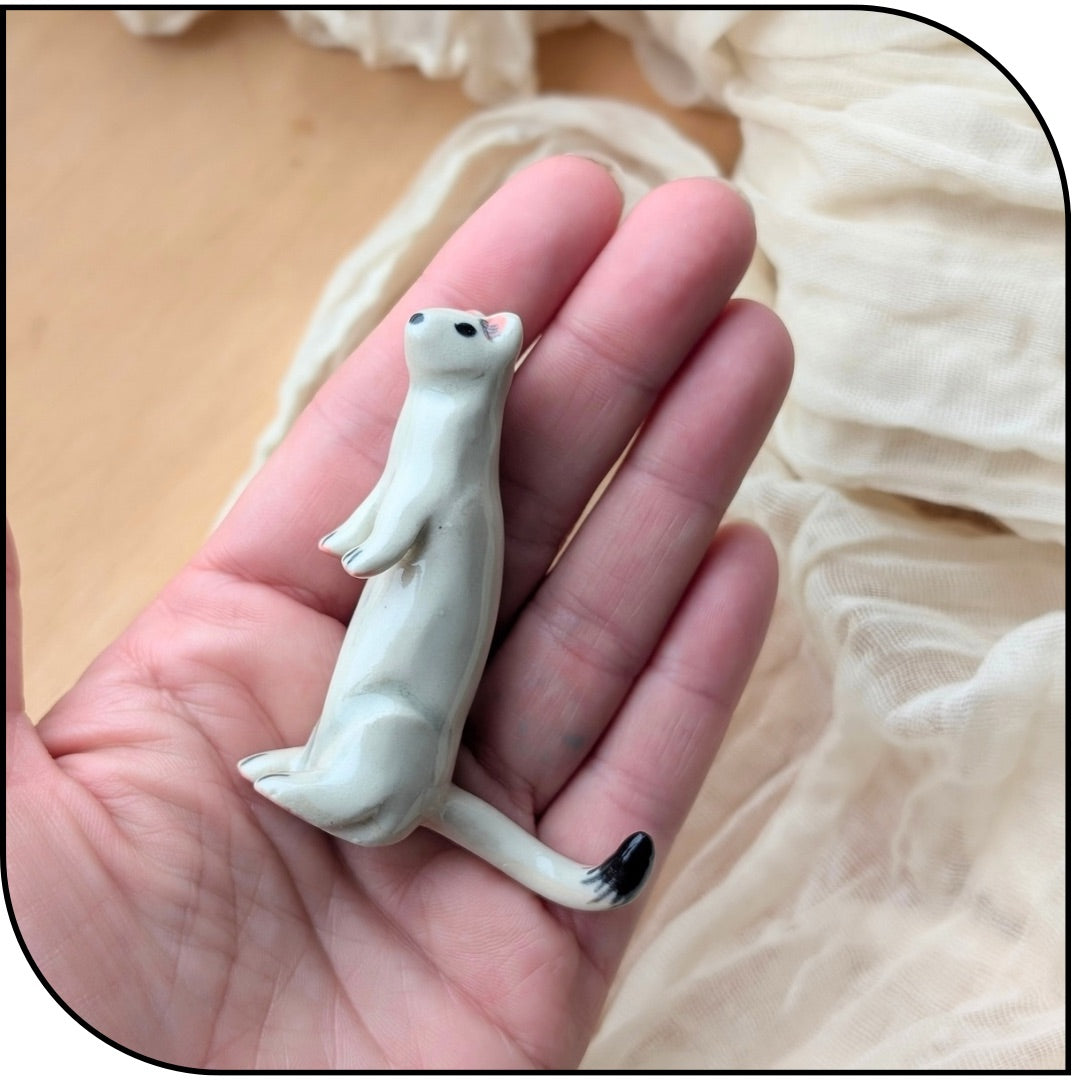 Ceramic Mini Ermine Figurine