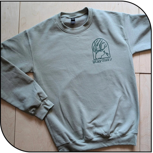 *PRE ORDER* Stay Salty Hand Printed Crew Neck Sweater