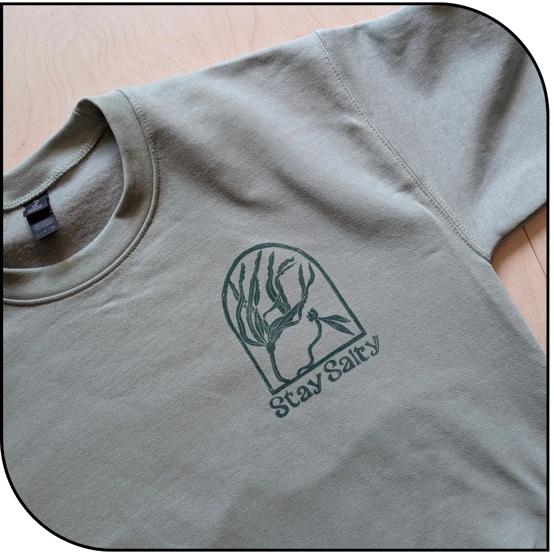*PRE ORDER* Stay Salty Hand Printed Crew Neck Sweater