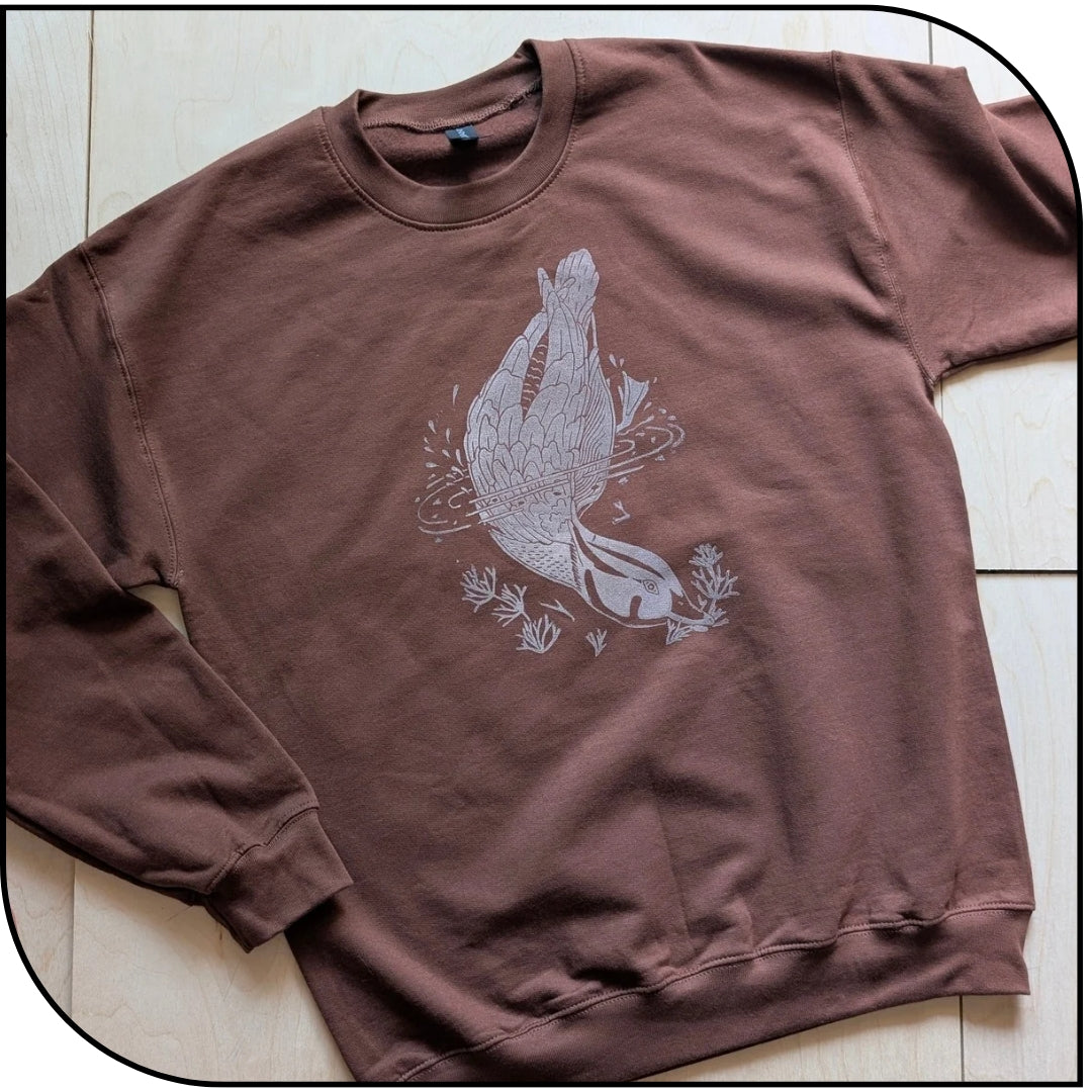 *PRE ORDER* Wood Duck Hand Printed Crew Neck Sweater