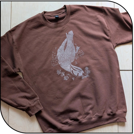 *PRE ORDER* Wood Duck Hand Printed Crew Neck Sweater