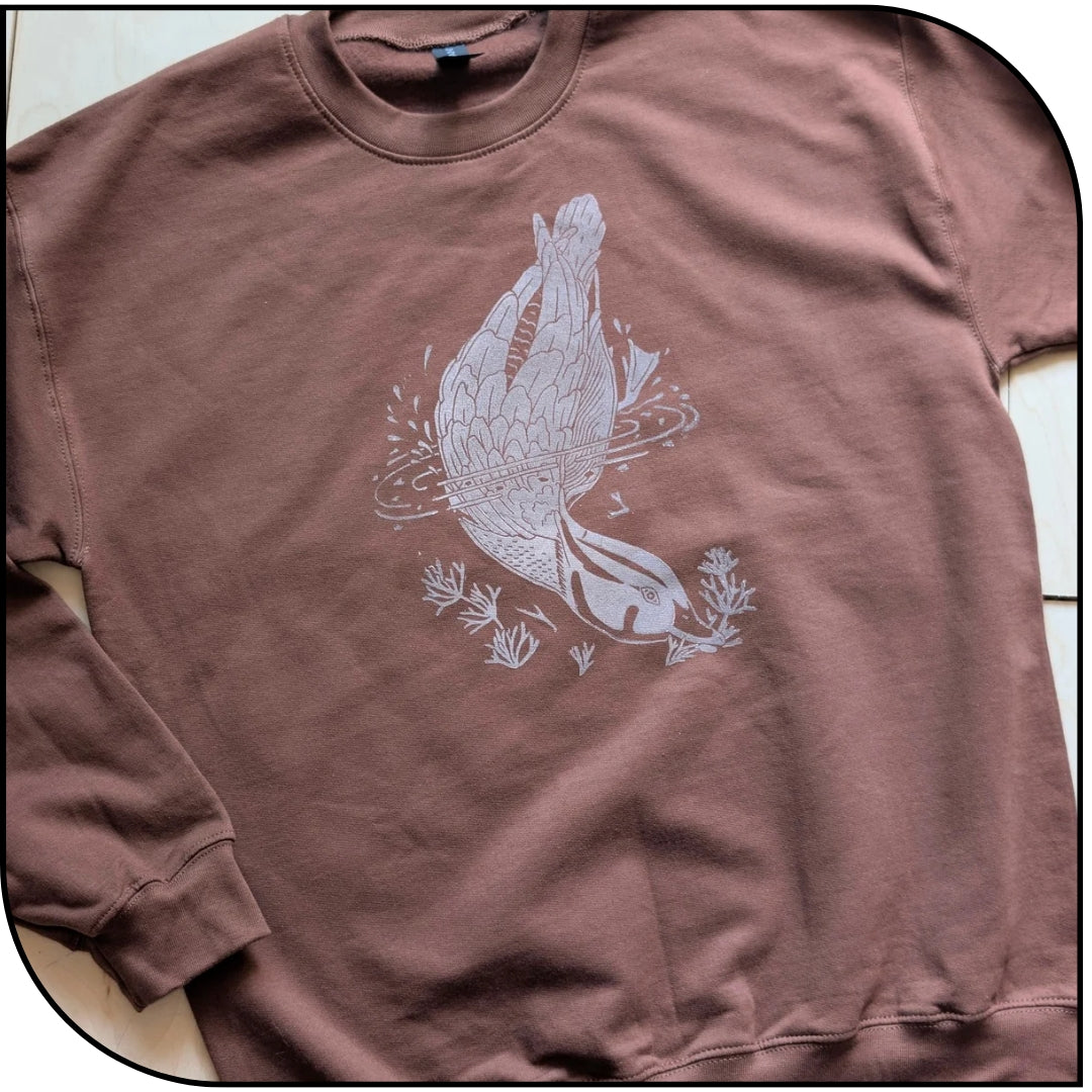 *PRE ORDER* Wood Duck Hand Printed Crew Neck Sweater