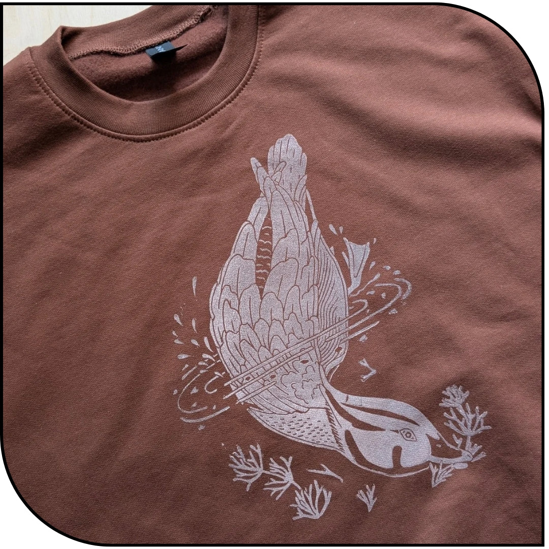 *PRE ORDER* Wood Duck Hand Printed Crew Neck Sweater