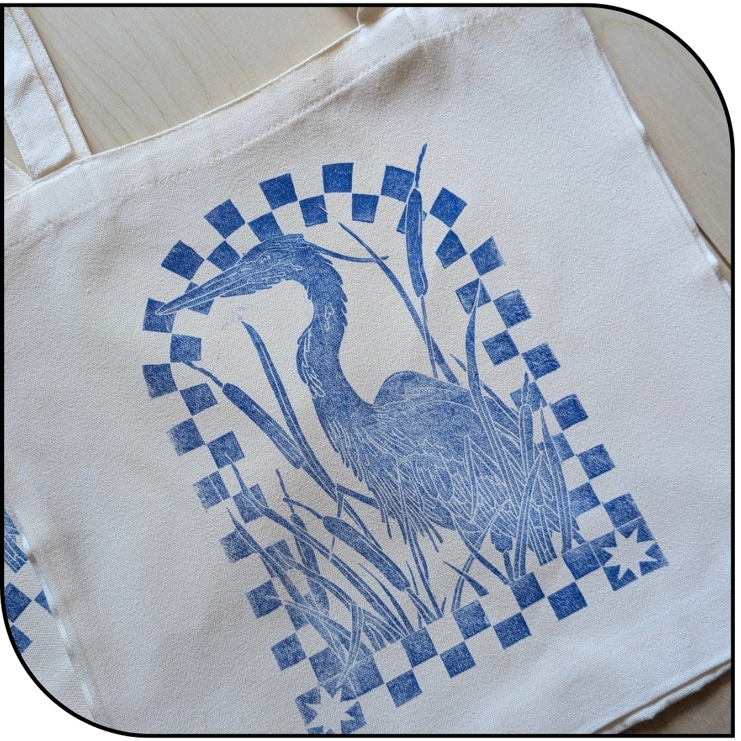 Cattails Hand Stamped Cotton Tote Bags