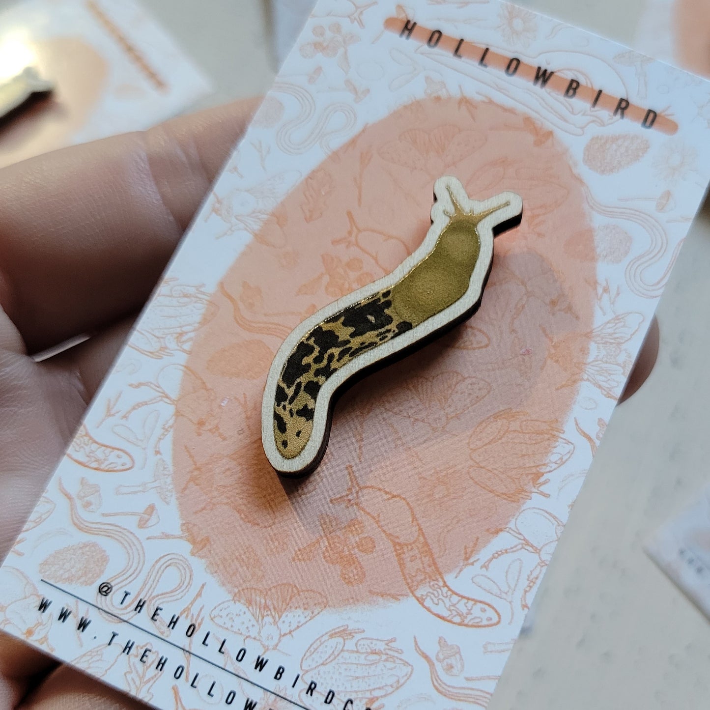 Banana Slug Wood Lapel Pin